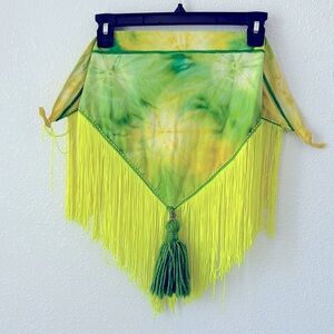Child size, green and yellow tie-dye Belly Dance hip scarf